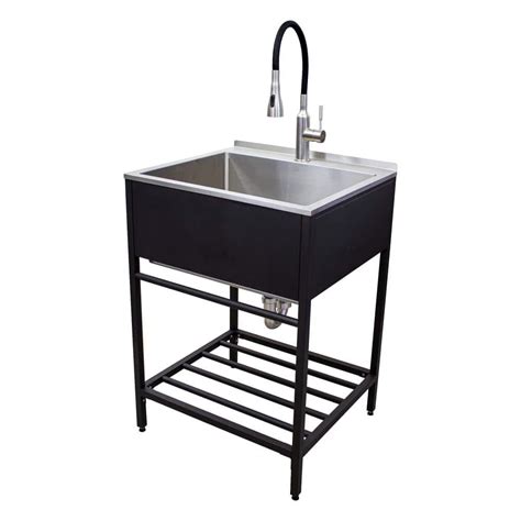 deep stainless steel laundry sink with cabinet|stainless steel freestanding laundry sink.